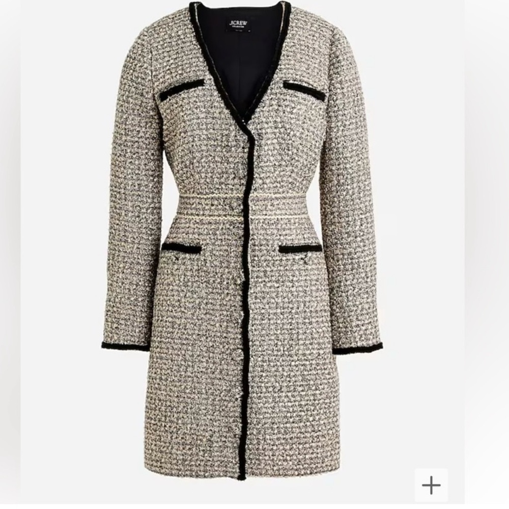 J. Crew Collection black and gold lady tinsel tweed dress